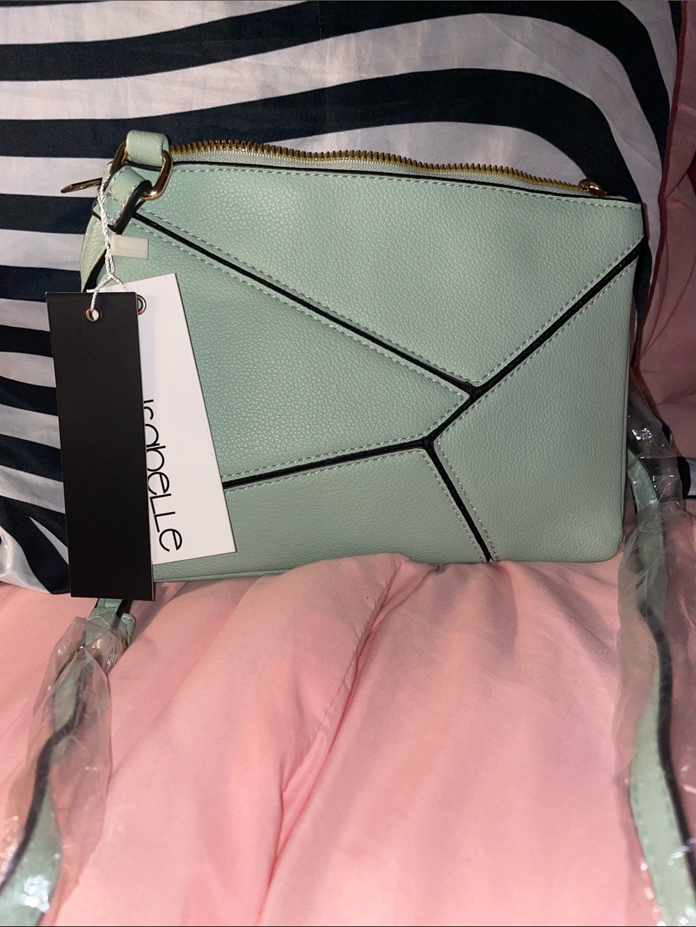 Isabelle Mint Geometric Crossbody Bag
